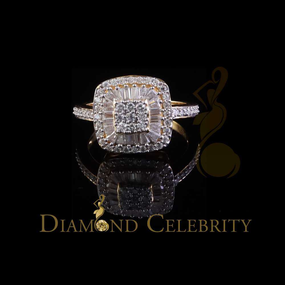 DiamondCelebritees Womens 925 Sterling Yellow Silver 1.00ct VVS 'D' Moissanite Square Rings Size 7
