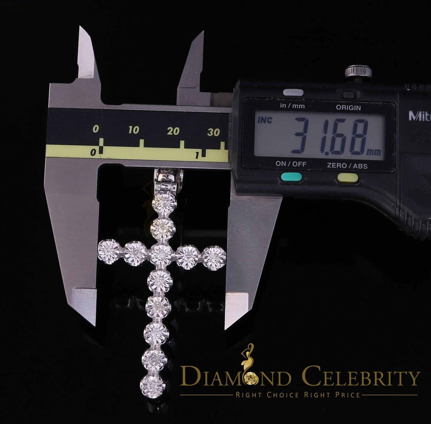DiamondCelebritees Real 1.25ct Diamond Sterling Silver CROSS Charm Necklace Pendant in White