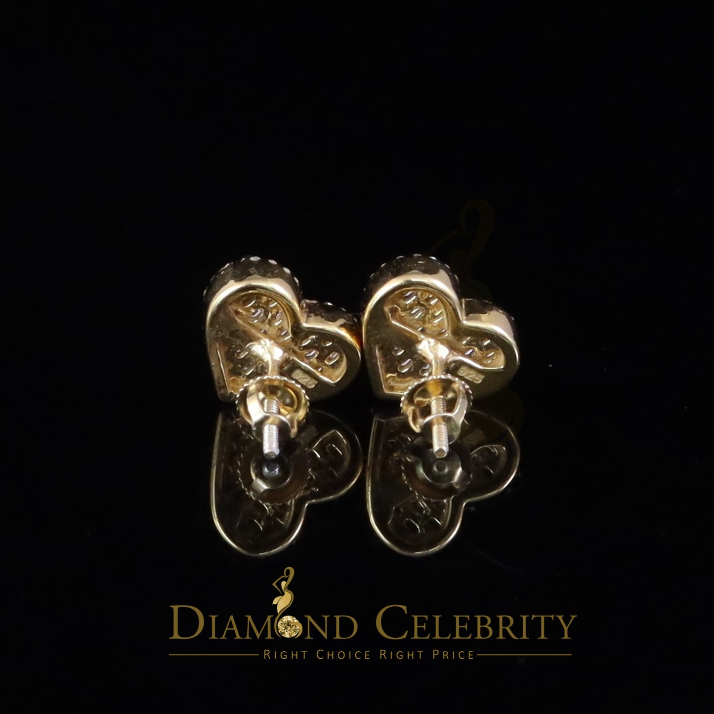 DiamondCelebritees 925 Yellow Silver 1.00ct VVS 'D' Moissanite Heart Stud Earring Men's/Womens
