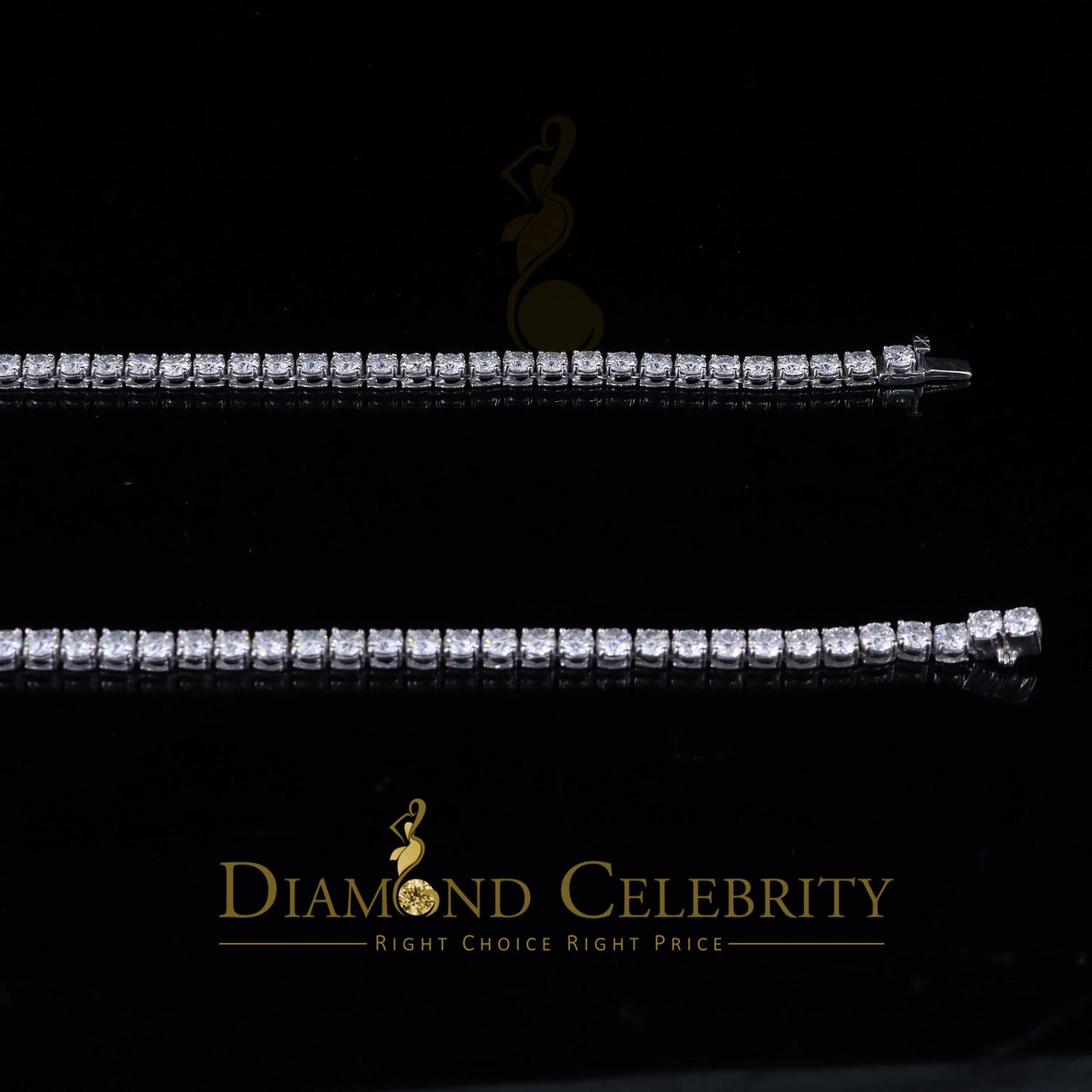 DiamondCelebritees Tennis Necklace 925 Silver White Moissanite size 20 inch & Width 5.2mm