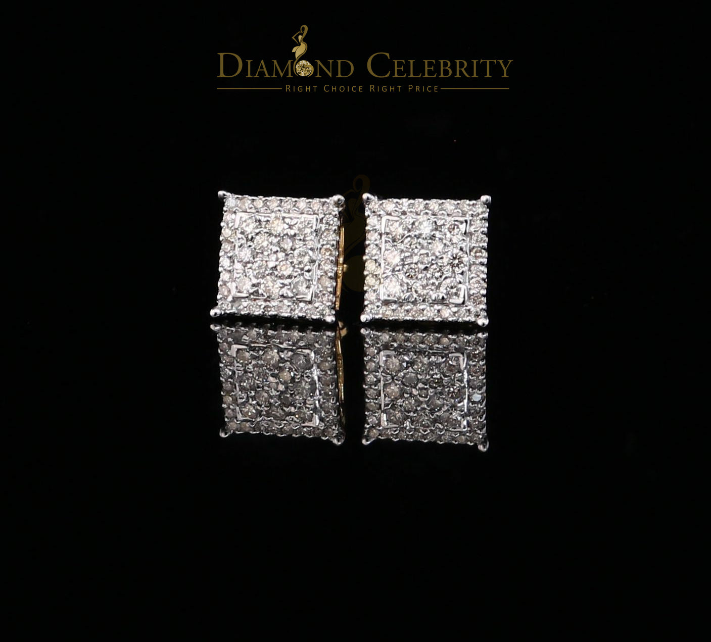 DiamondCelebritees 10K Real Yellow Gold with 1.20CT Real Diamond Men's/Women's Stud Earrings