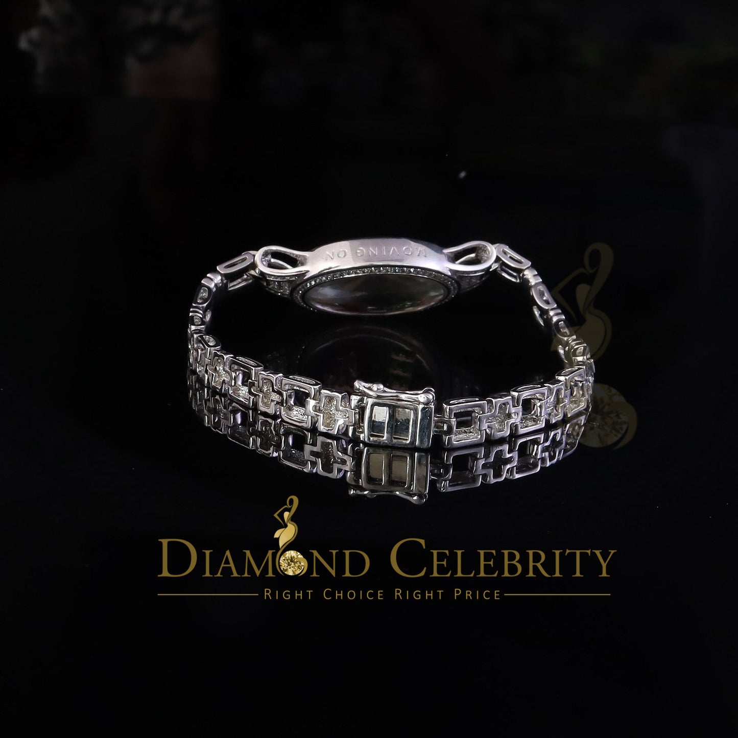 Diamondcelebritees 925 Sterling Silver White Bracelet Iced Out Floating Love Cubic Zirconia Size 7
