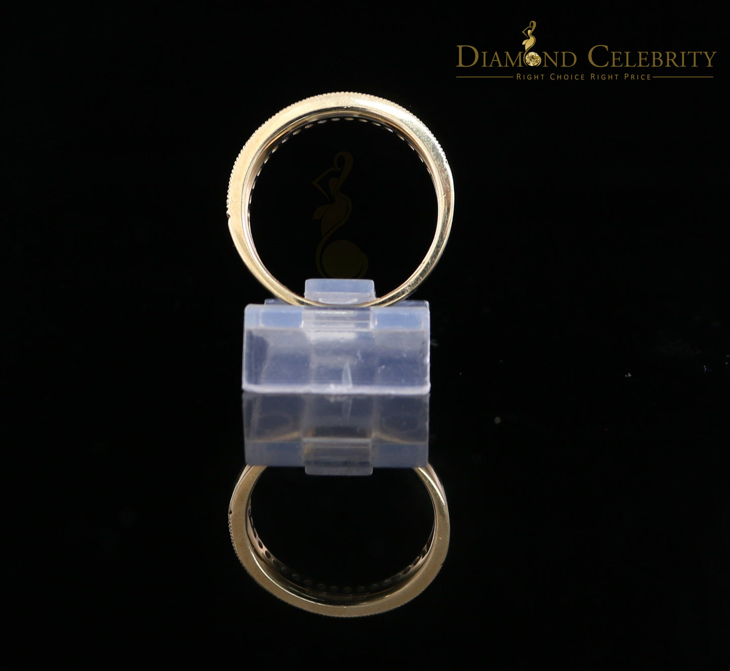 DiamondCelebritees 14KT Real Yellow Gold with 0.20CT Real Diamond Round Shape Womens Ring Size 7