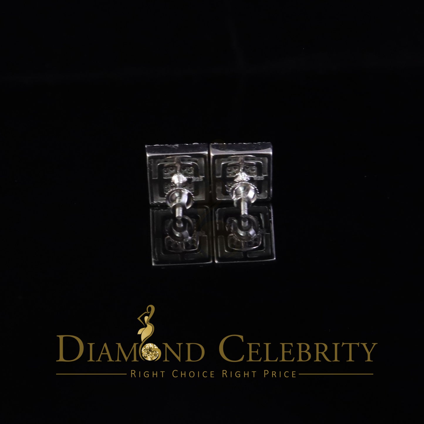 Diamondcelebritees 1.00ct White 925 Silver VVS 'D' Moissanite Square Stud Earring Men's/Womens