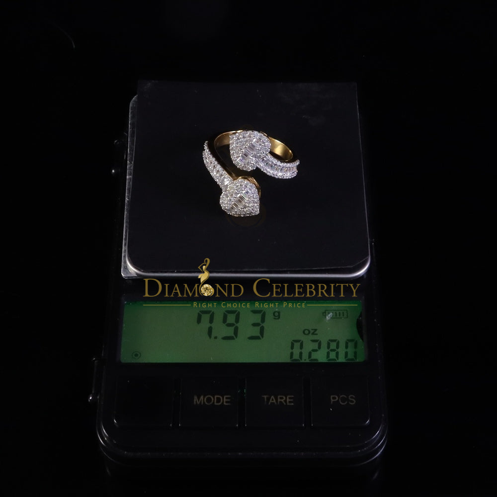 DiamondCelebritees Womens 925 Silver Yellow 2.00ct VVS 'D' Moissanite Tinny Heart Rings Size 8
