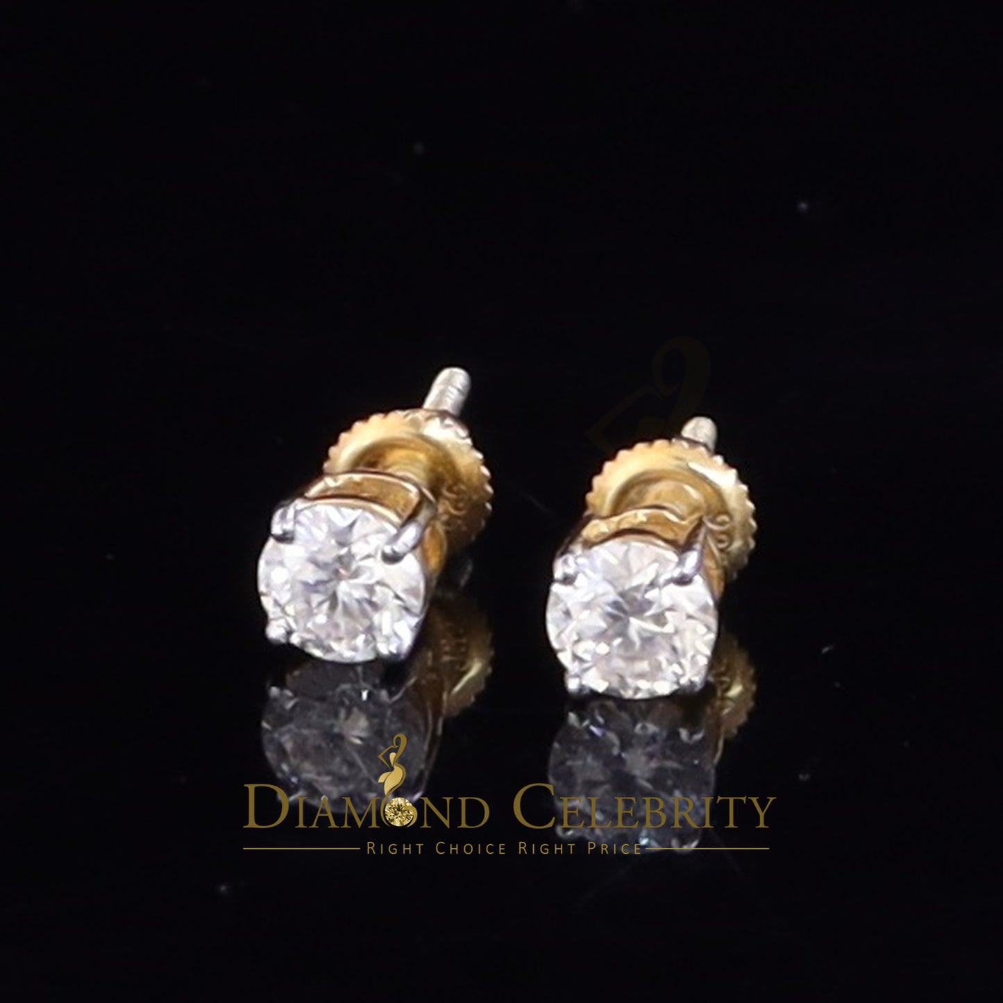 DiamondCelebritees Men's/Women's 925 silver Yellow 0.66ct VVS 'D' Moissanite Stud Stud Earrings