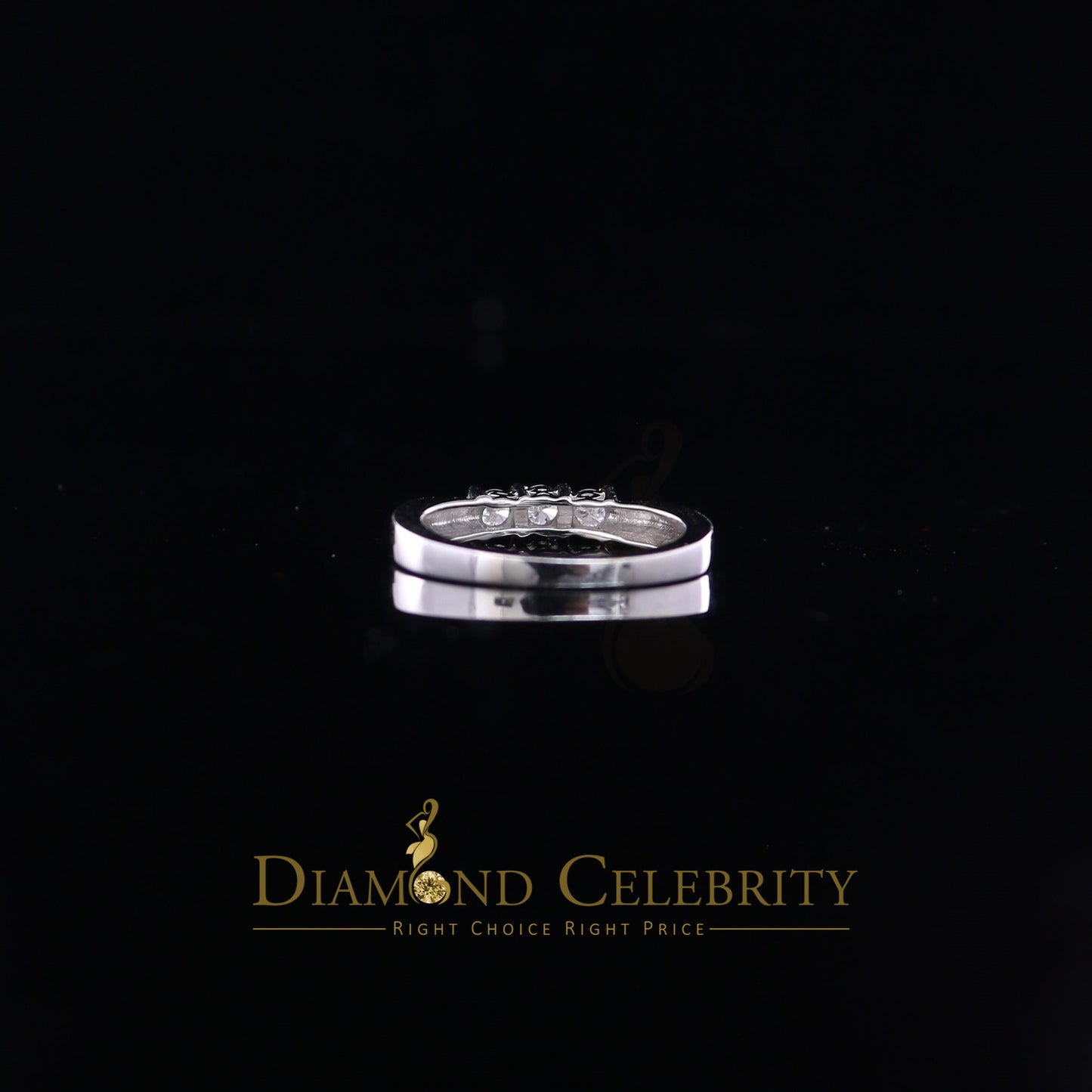 DiamondCelebritees 14kt White Gold with 0.50 CT Real Diamond 3 Solitaire Stones Womens Ring Size 7