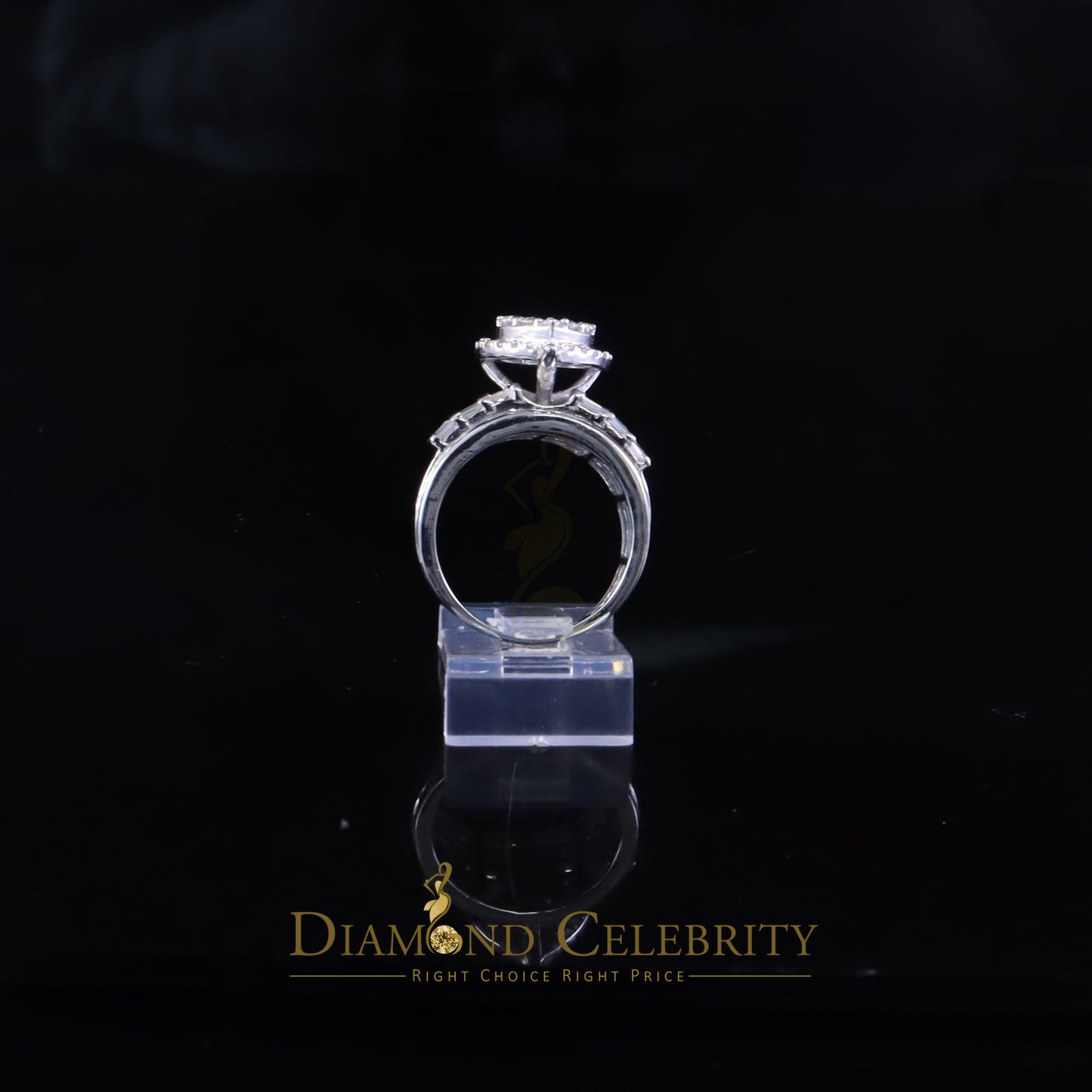 DiamondCelebritees Women's 925 White Silver 1.00ct VVS 'D' Moissanite Cinderella Heart Ring Size 7