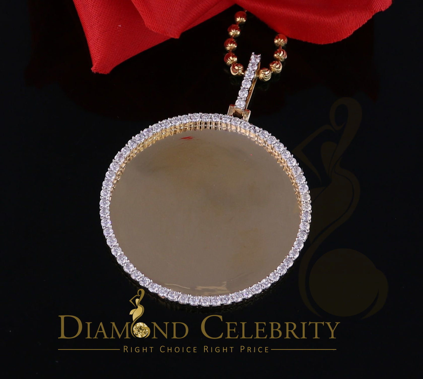 DiamondCelebritees Yellow 1.75" Picture Round Pendant Sterling Silver with 3.96ct Cubic Zirconia