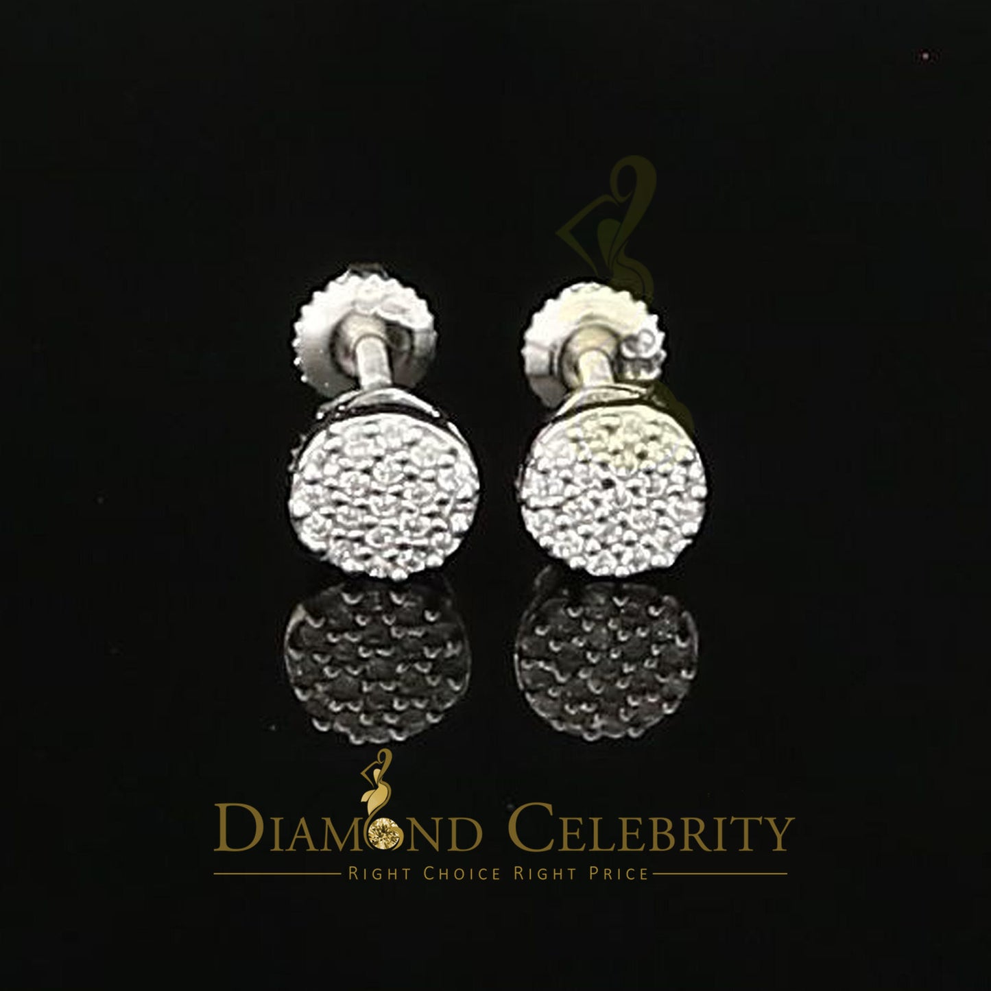DiamondCelebritees White 925 Sterling Silver 0.76ct Cubic Zirconia Women's Hip Hop Round Earrings