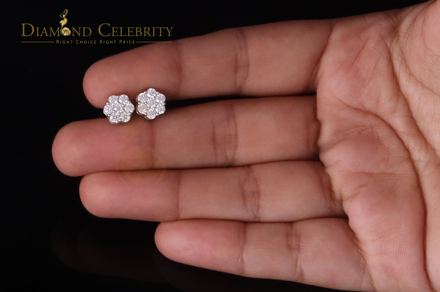Diamondcelebritees 925 Silver White 1.00ct VVS 'D' Moissanite Floral Stud Earrings Men's/Womens