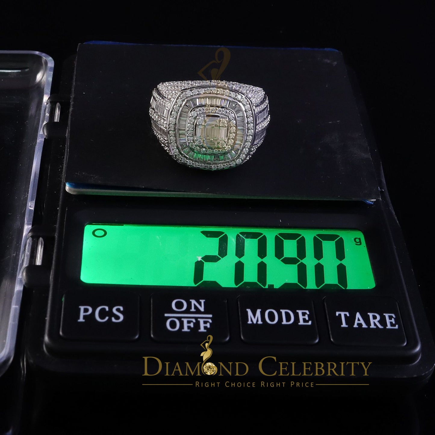 DiamondCelebritees 925 Sterling White Silver 5.50ct VVS 'D' Moissanite Round Rings SZ 10 for Men's