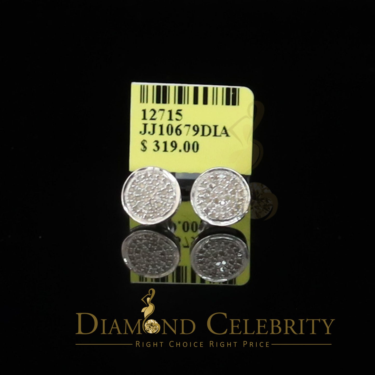 DiamondCelebritees 925 White Silver Hip Hop 0.15ct Diamond For Men's & Women's Round Stud Earrings
