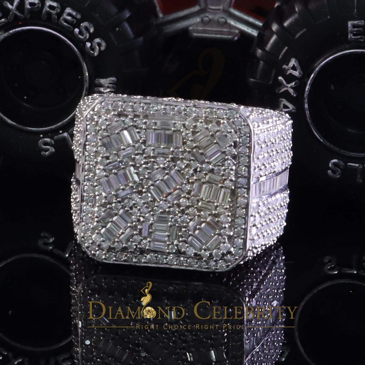 DiamondCelebritees Men's/Womens 6.50ct VVS 'D' Moissanite Stone White Silver Square Rings Size 10