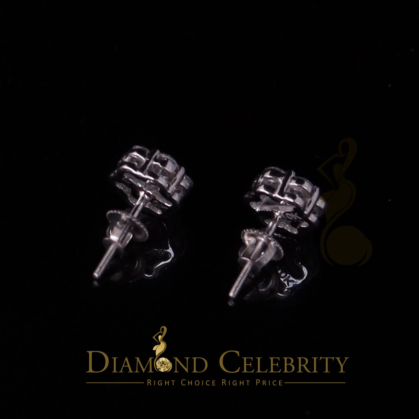 DiamondCelebritees 1.0ct Vvs 'D' Color Genuine Moissanite Stud FLORAL Earrings 10k Real White Gold