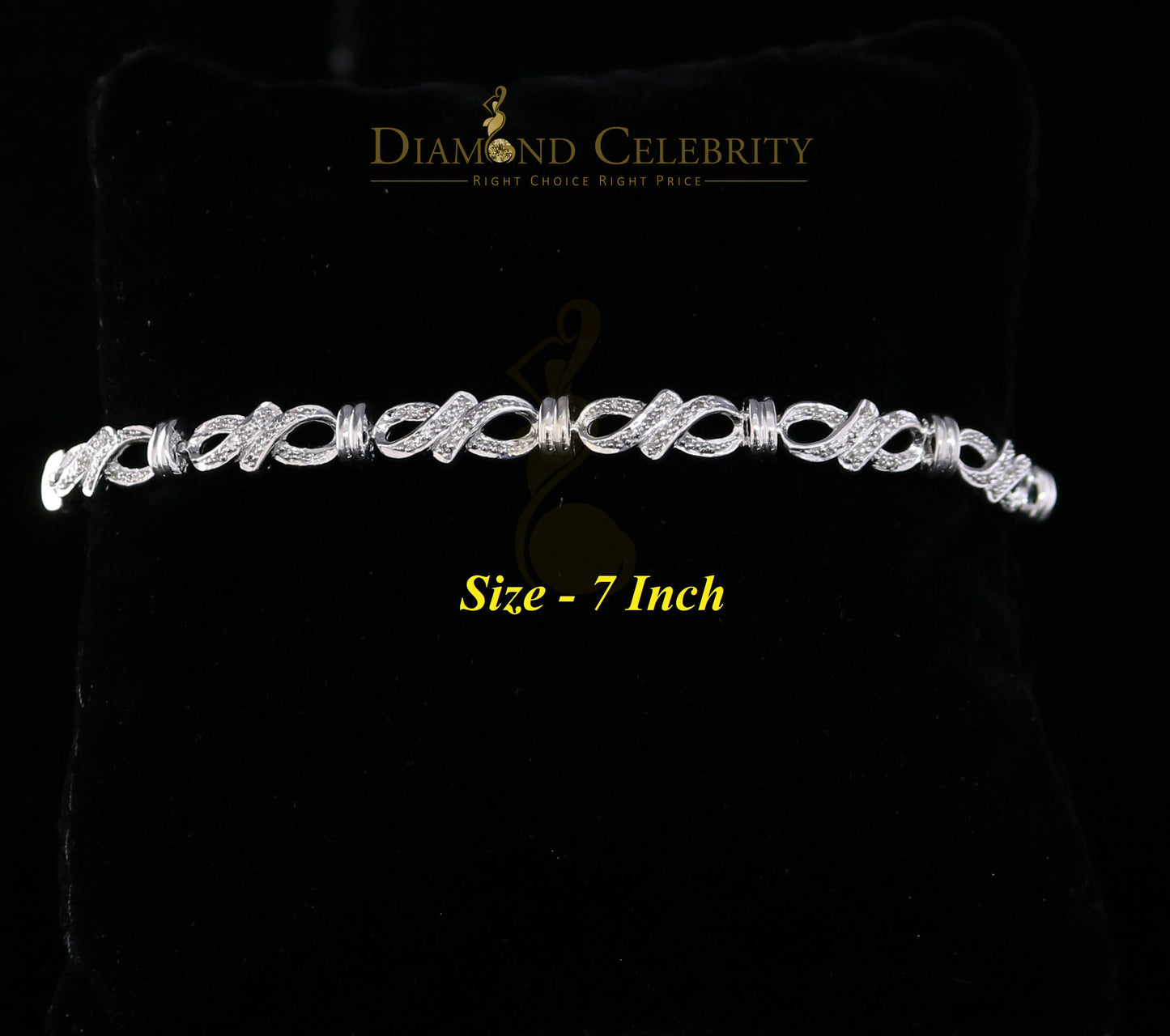 Diamondcelebritees 925 Sterling Silver White Bracelete Size 7 Inch with 0.22CT Genuine Diamonds