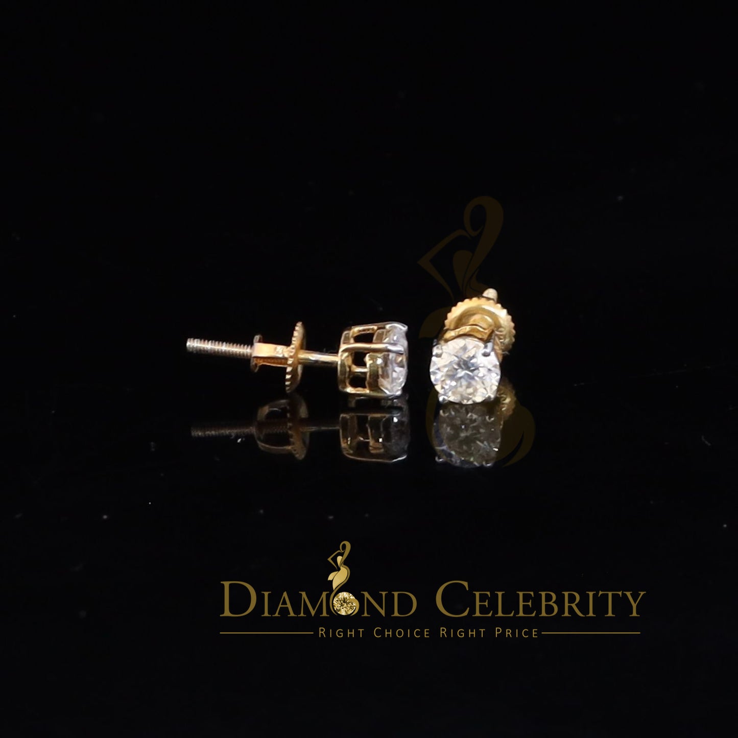 DiamondCelebritees Men's/Women's 925 silver Yellow 0.66ct VVS 'D' Moissanite Stud Stud Earrings
