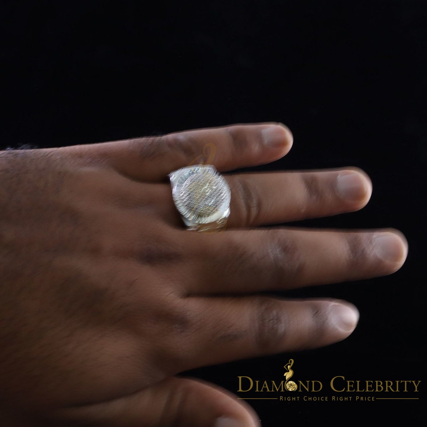 DiamondCelebritees 925 Sterling Silver 0.50CT Real Diamond White Men's Engagement Round Ring Size 9