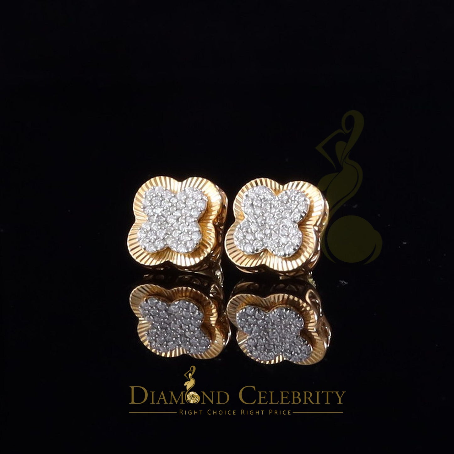 DiamondCelebritees 1.00 ct VVS 'D' Moissanite Mens/Womens 925 Silver Yellow Stud Earrings
