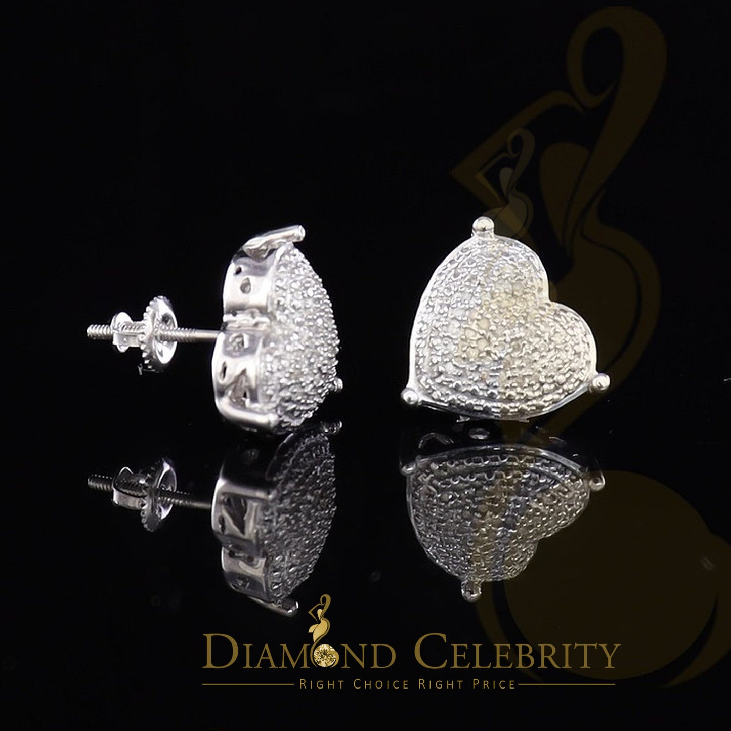 DiamondCelebritees Style Heart 925 White Silver 0.25ct Diamond Women's & Men's Fashion Earrings