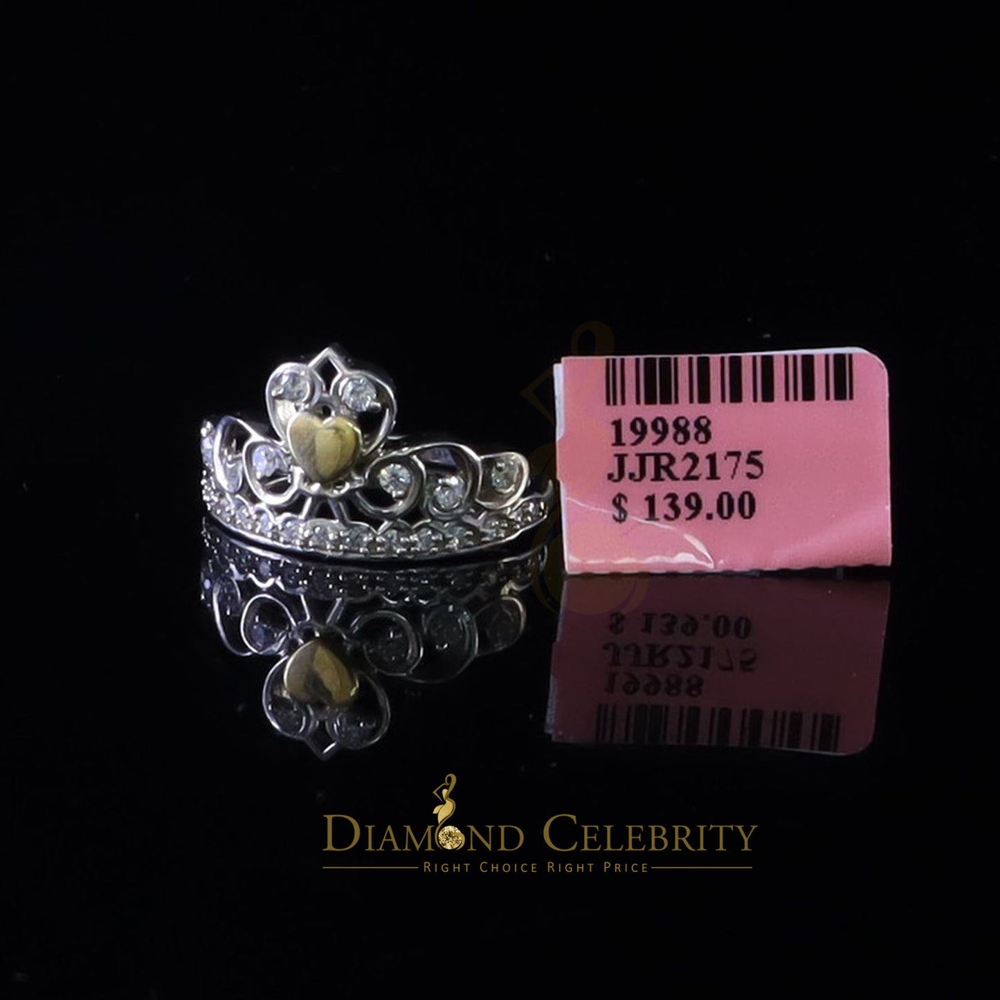 DiamondCelebritees 925 Sterling White Silver 0.61ct Cubic Zirconia Luxury Womens Crown Ring Size 7