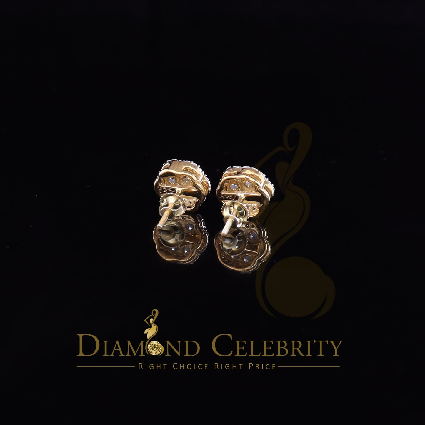 DiamondCelebritees 925 Yellow Silver 1.74ct Cubic Zirconia Flower Earrings For Ladies / Gent's