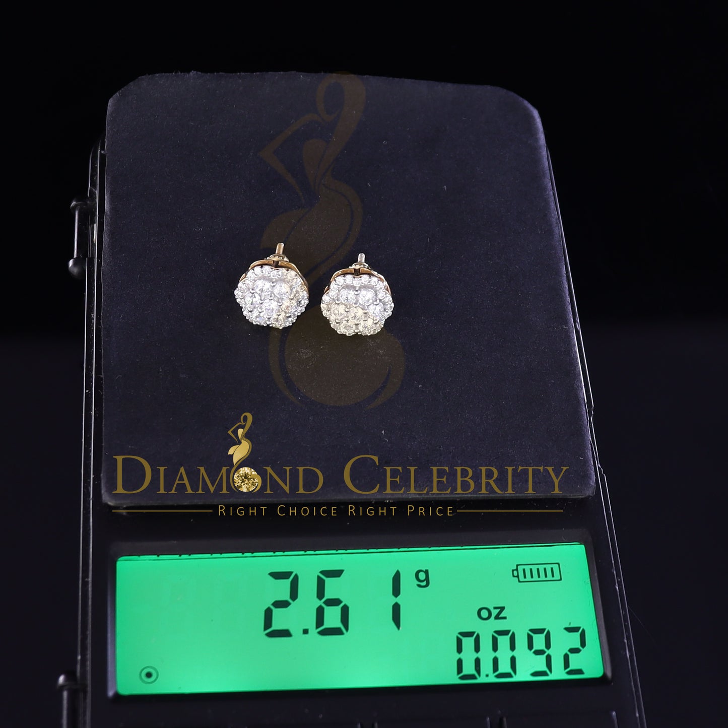DiamondCelebritees 925 Yellow Silver 1.74ct Cubic Zirconia Flower Earrings For Ladies / Gent's