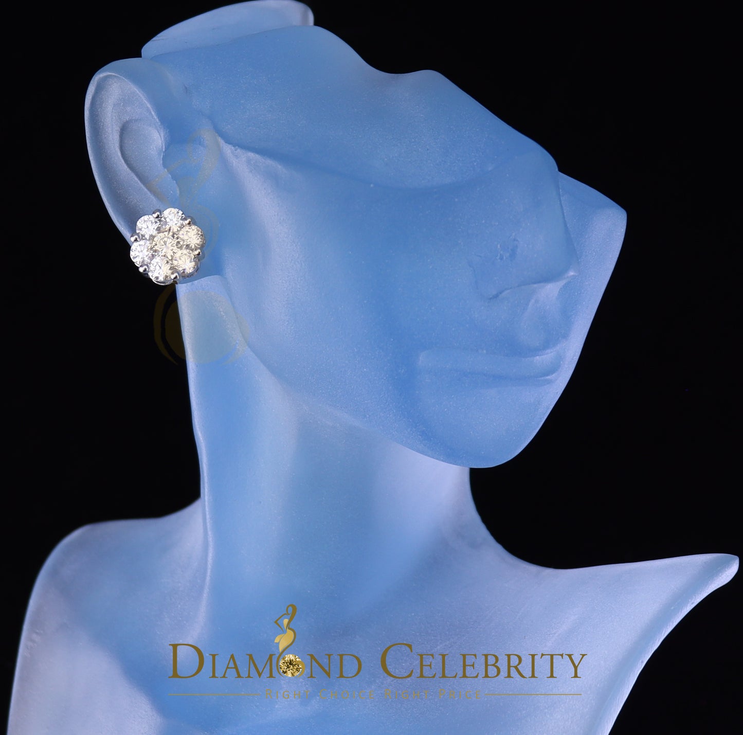 DiamondCelebritees 925 Silver White 1.56ct Cubic Zirconia Hip Hop Floral Women's & Men's Earrings