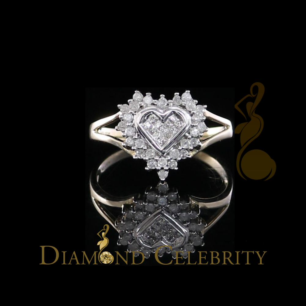 DiamondCelebritees Yellow Real 10 KTGold with 0.33 CT Real Diamond Heart Shape Womens Ring SZ 6.5