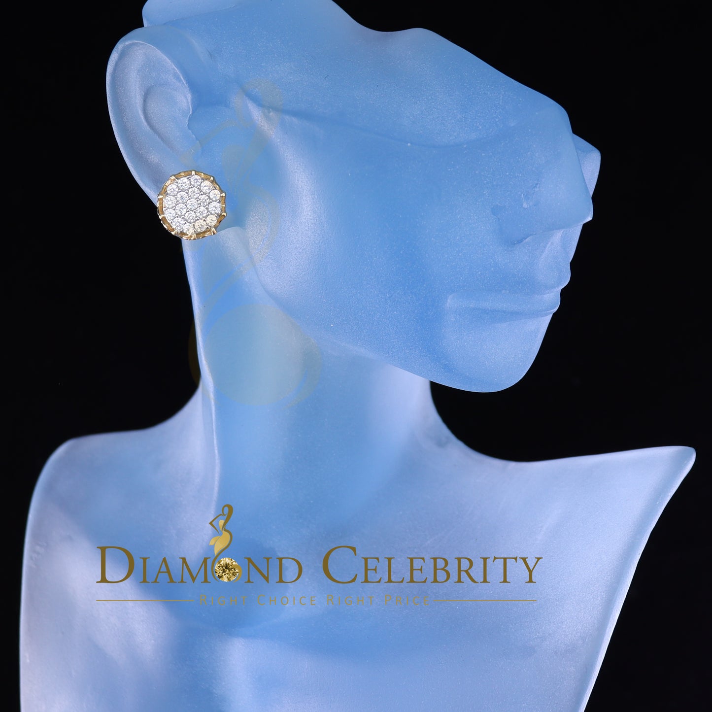 DiamondCelebritees Hip Hop Yellow 925 Silver 2.04ct Cubic Zirconia Women's & Men's Floral Earrings