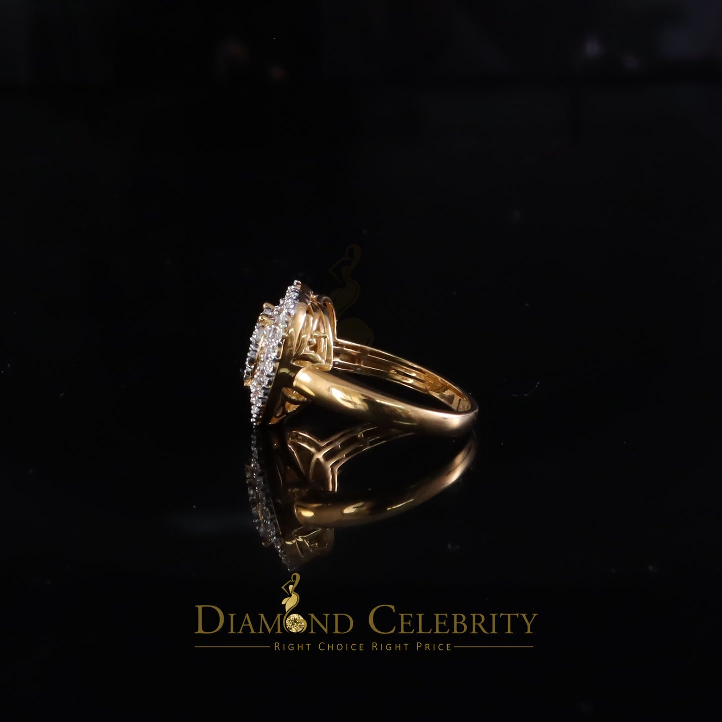 DiamondCelebritees Big Womens Pave Heart 0.25ct Real Diamond Yellow 925 Sterling Silver Ring SZ 7