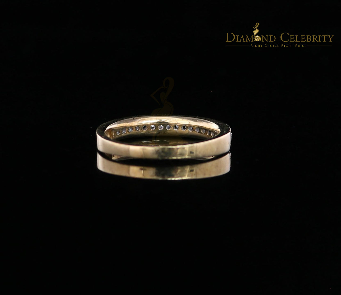 DiamondCelebritees Real Yellow Gold with 10KT 0.20CT Real Diamond Round Shape Womens Ring Size 6.5