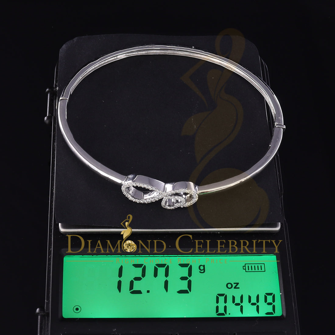 DiamondCelebritees Sterling Silver White Style Heart Bangle 0.50ct Cubic Zirconia SZ 2.49 Inches
