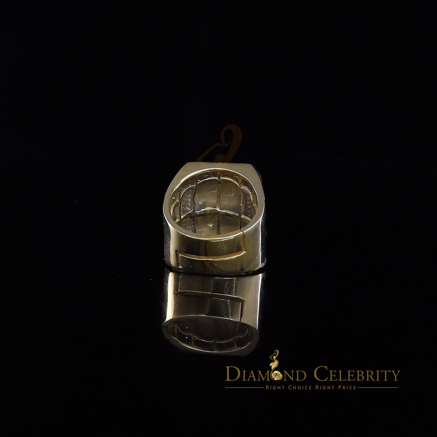 Men's 0.25CT Silver Diamond Yellow Square Adjustable Ring From Size 10 to 12