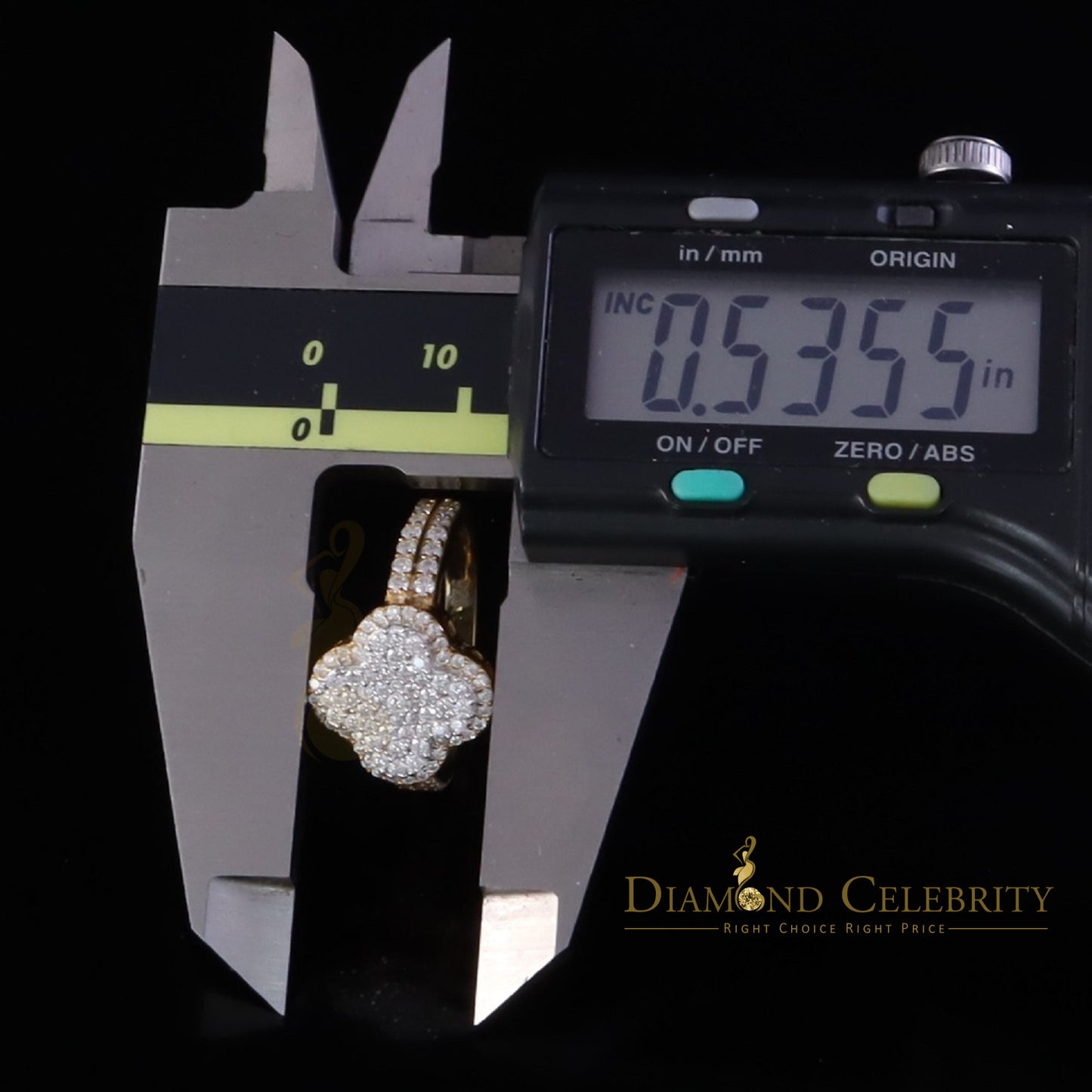 DiamondCelebritees 1.66ct VVS D Four Leaf Clover Silver Moissanite Yellow For Women's Ring Size 7