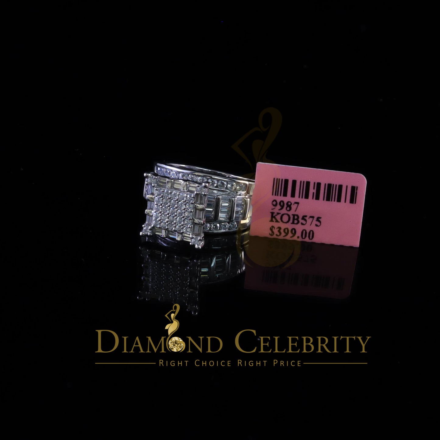 DiamondCelebritees 925 White Square 2.34 ct Cubic Zirconia Silver Engagement Womens Ring Size 7