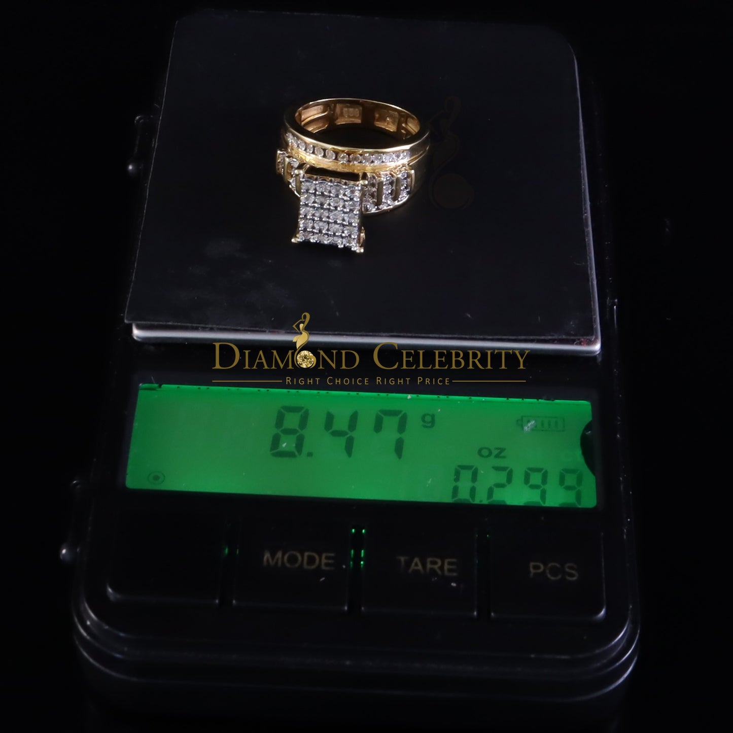 DiamondCelebritees Mirage 0.2ct Diamond Real Cinderella Rectangle 925Silver Yellow Womens Ring Sz 7