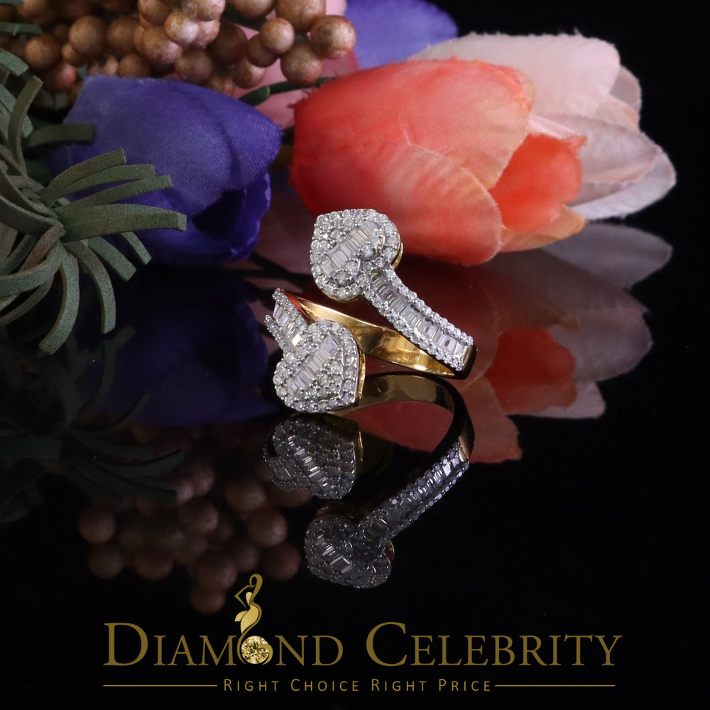 DiamondCelebritees Womens 925 Silver Yellow 2.00ct VVS 'D' Moissanite Tinny Heart Rings Size 8