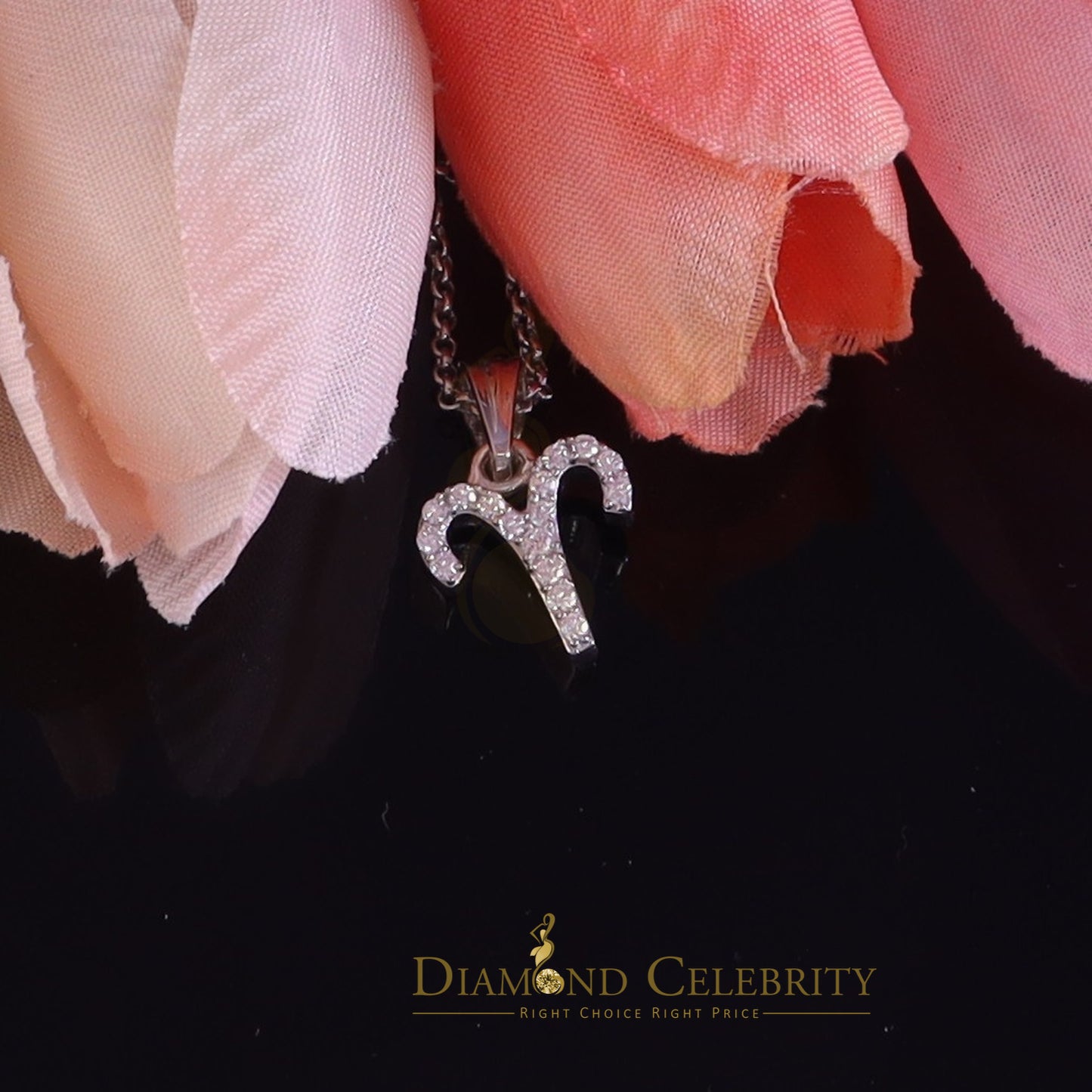 DiamondCelebritees 0.42ct Cubic Zirconia White Silver ARIES-APRIL Month Pendant for Men's & Women's