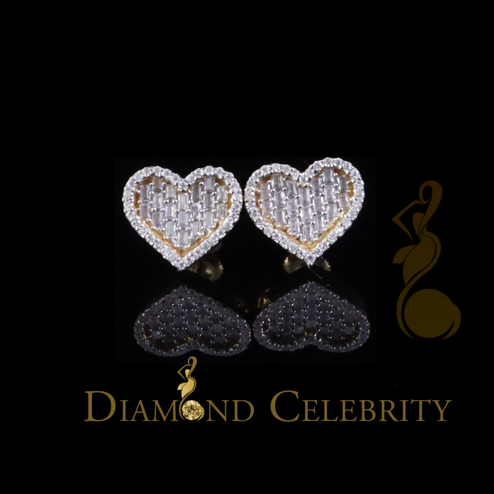 DiamondCelebritees 925 Yellow Silver 1.00ct VVS 'D' Moissanite Heart Stud Earring Men's/Womens