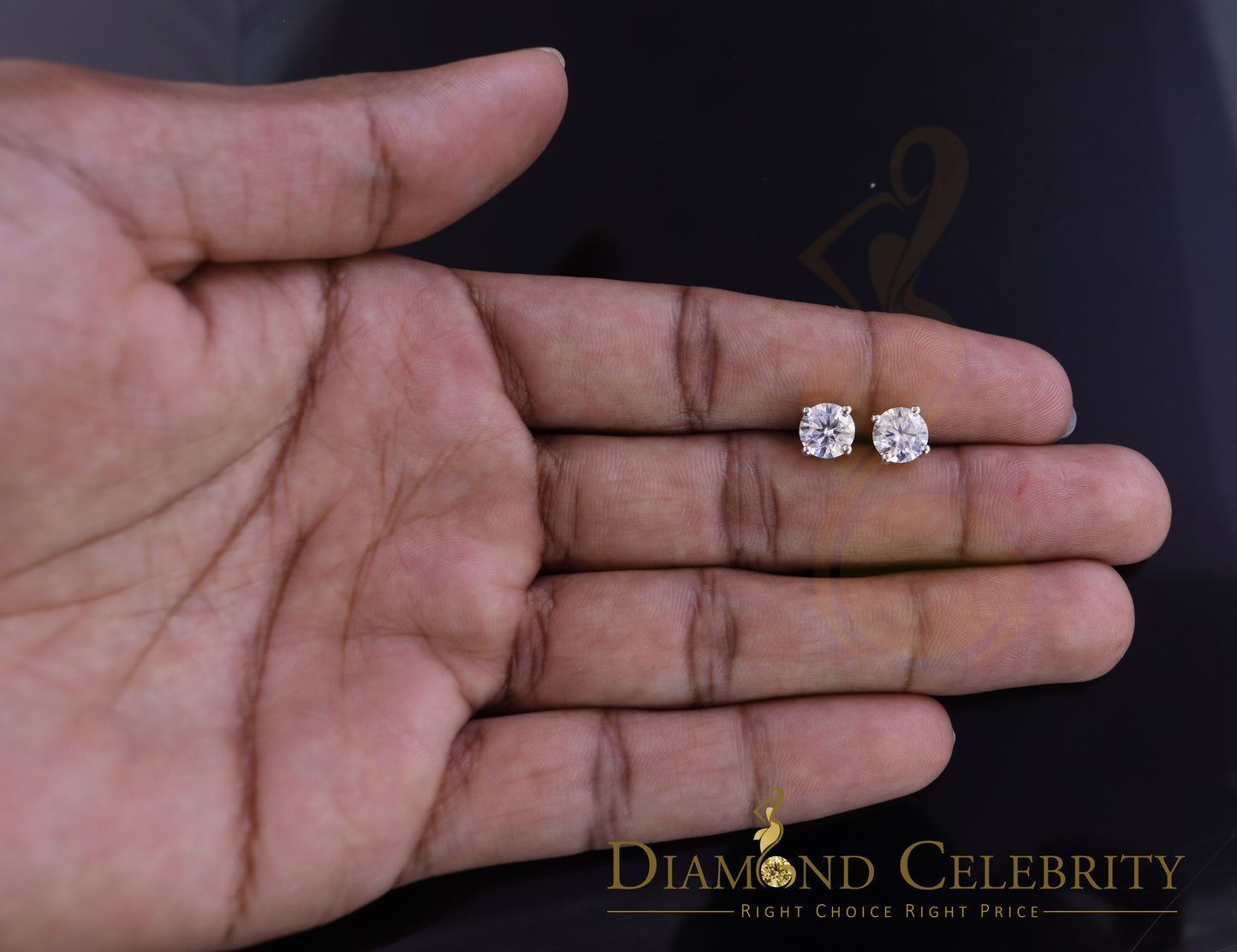DiamondCelebritees 2.50ct VVS 'D' Moissanite Men's/Womens 925 Silver Yellow Round Stud Earrings