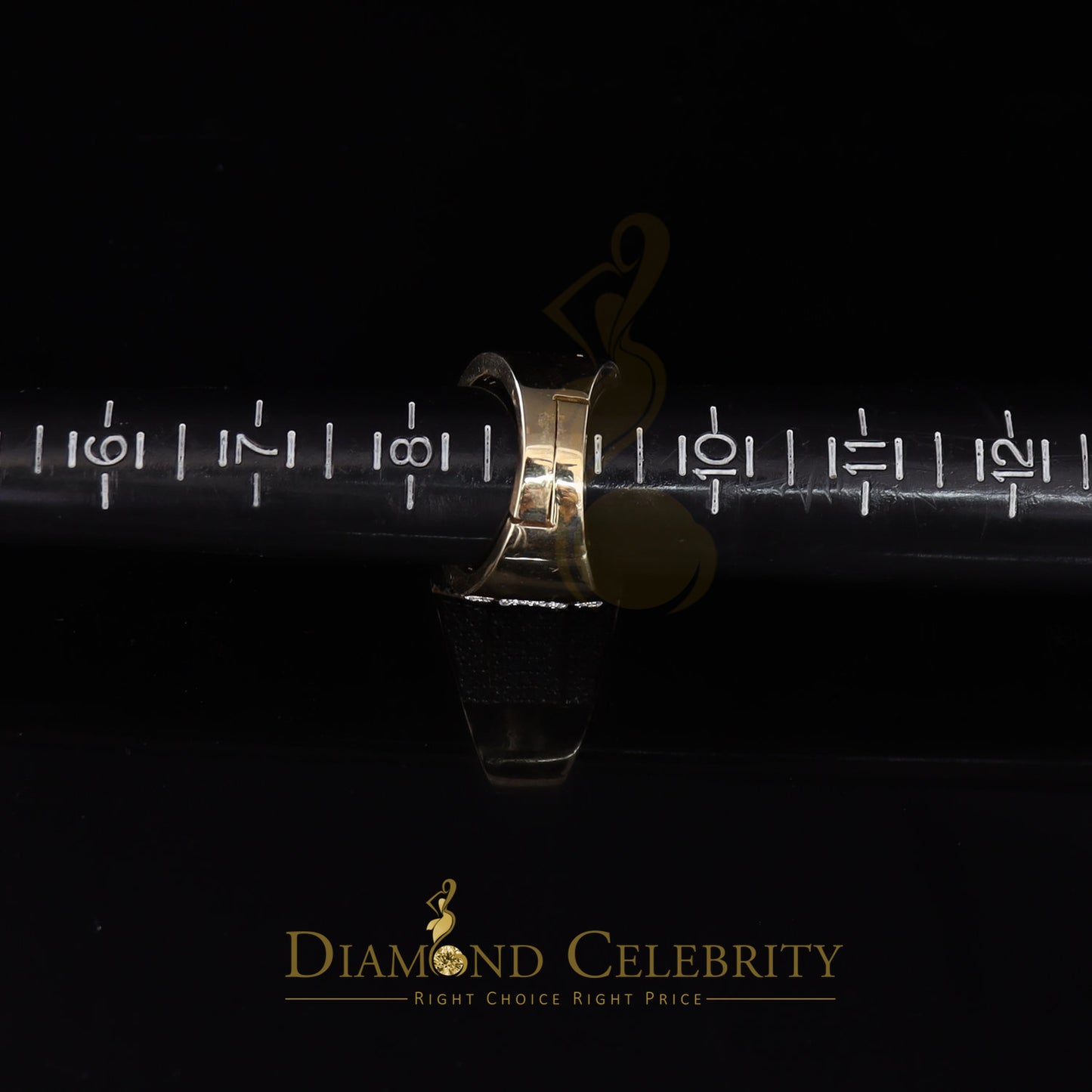 DiamondCelebritees 925 Silver Yellow 8.40ct Cubic Zirconia Wide Men Adjustable Ring From SZ 9 to 11
