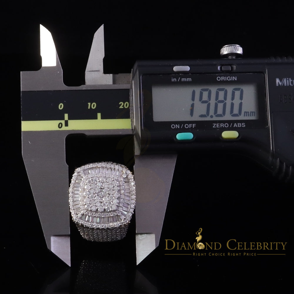 DiamondCelebritees Yellow 925 Silver 6.50ct VVS 'D' Moissanite Stone Square Men's Rings Size 10