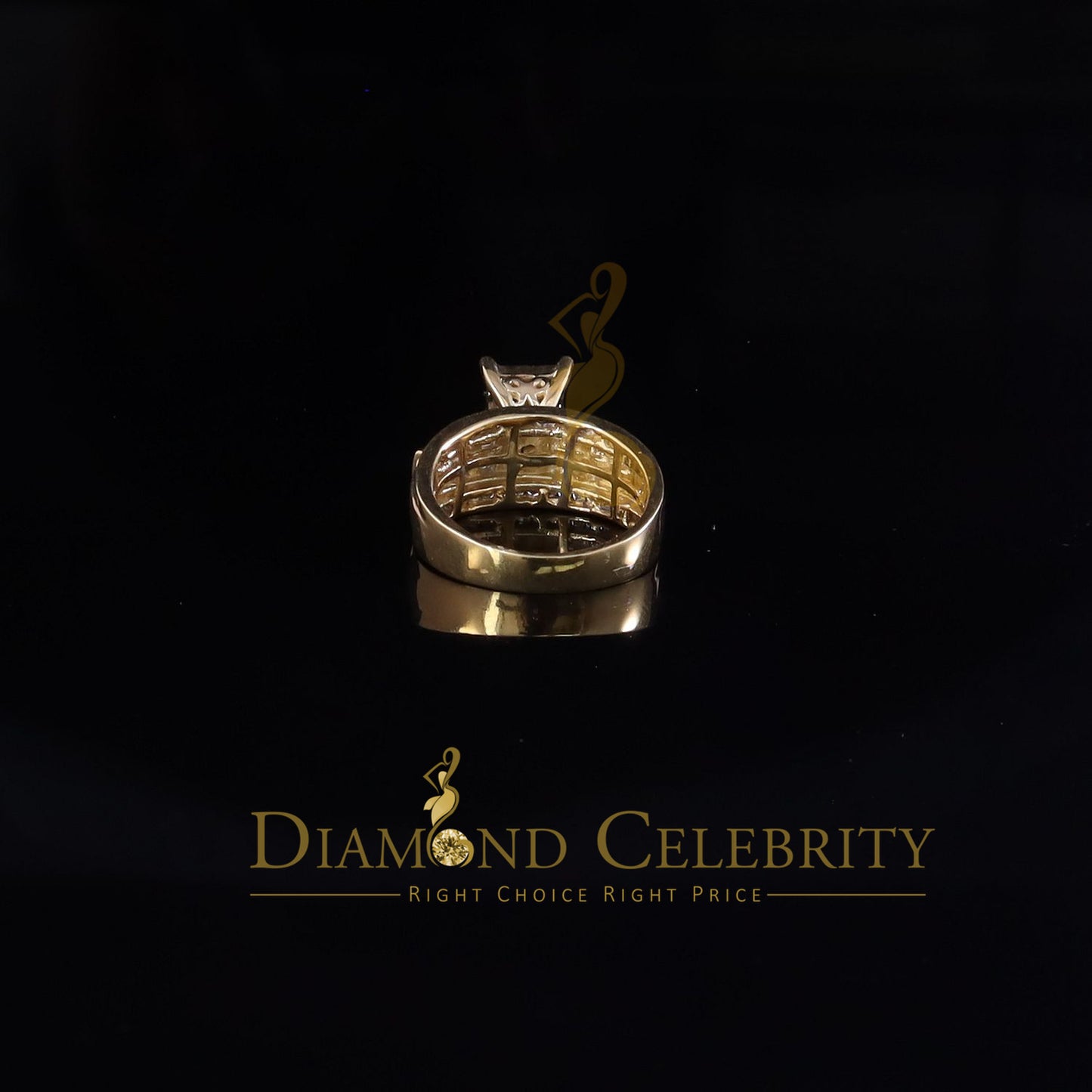 DiamondCelebritees 925 Sterling Yellow Silver 1.31ct Cubic Zirconia Cinderella Womens Rings Size 8