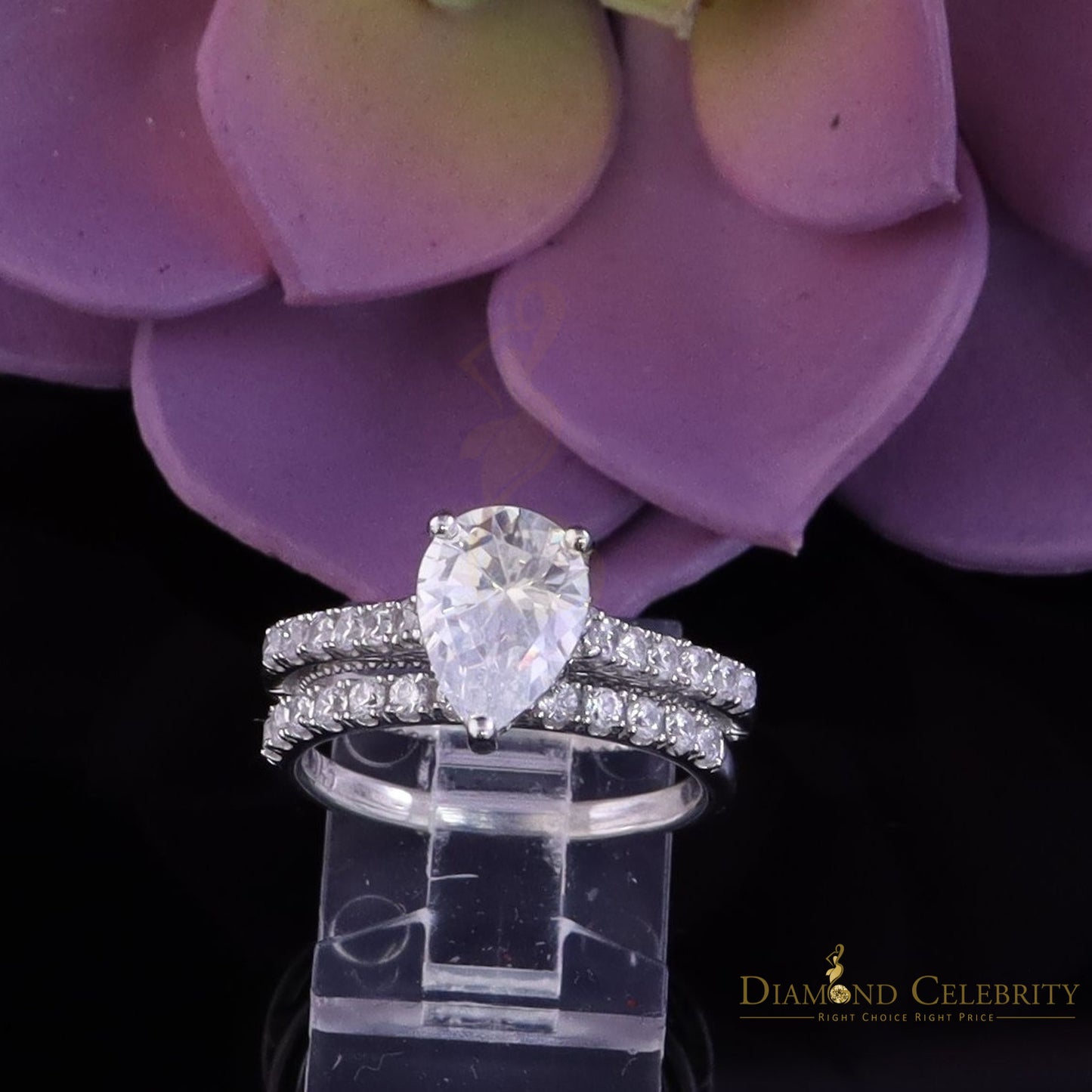 DiamondCelebritees 4.43ct White Cubic Zirconia 925 Sterling Silver Bridal Fashion Womens Ring SZ 7