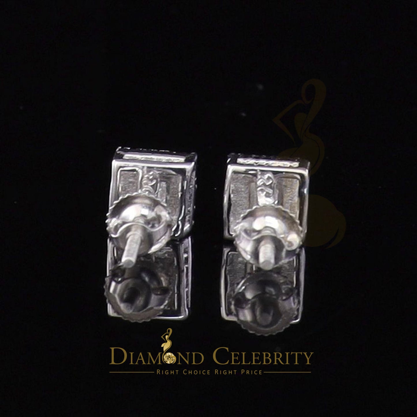 DiamondCelebritees 925 White Silver 0.20ct Diamond Women's/ Men's Stud Square Fashion Earrings