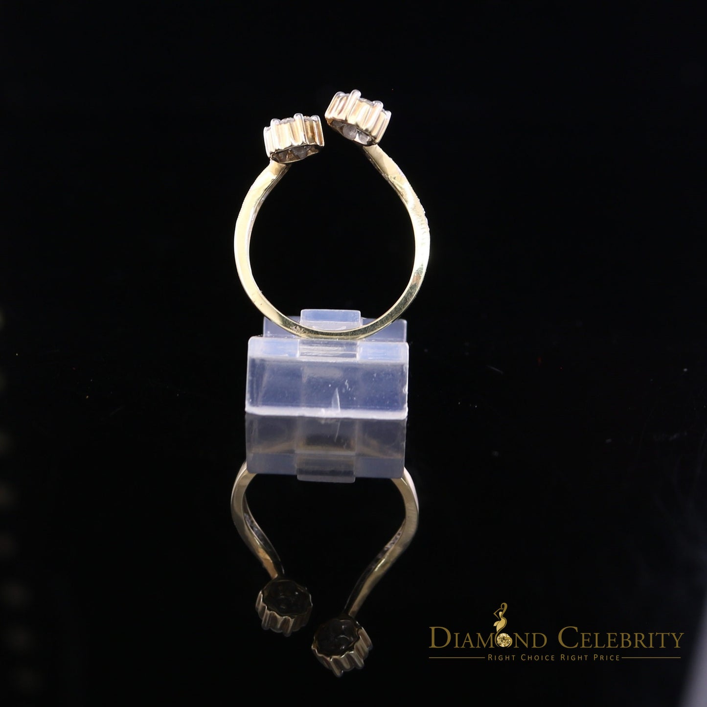DiamondCelebritees Real 14kt Yellow Gold with 0.50CT Real Diamond 2 TINY FLOWER Ring Size 7.5