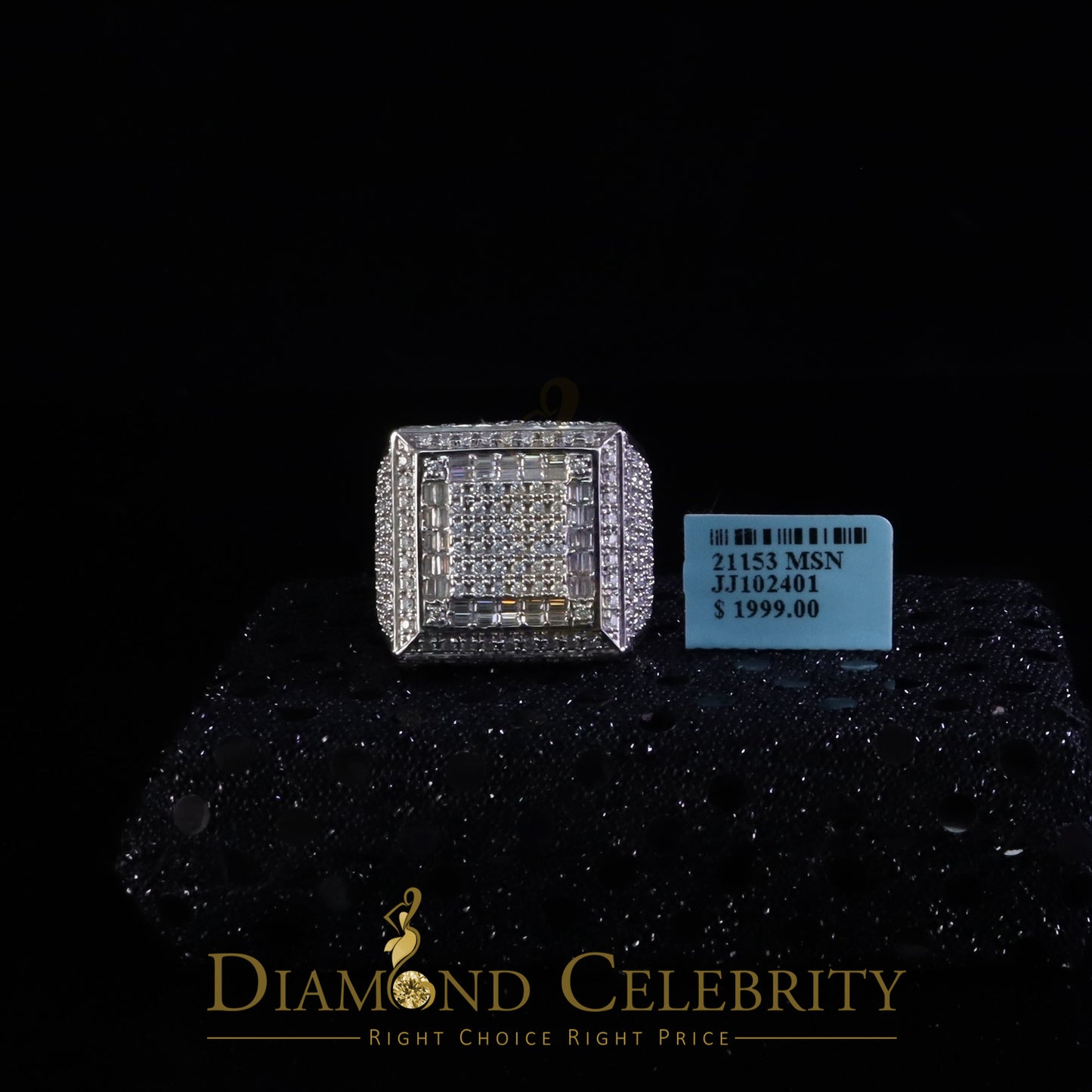 DiamondCelebritees Men's 925 White Sterling Silver 4.50ct VVS 'D' Baguttes Moissanite Rings Size 10