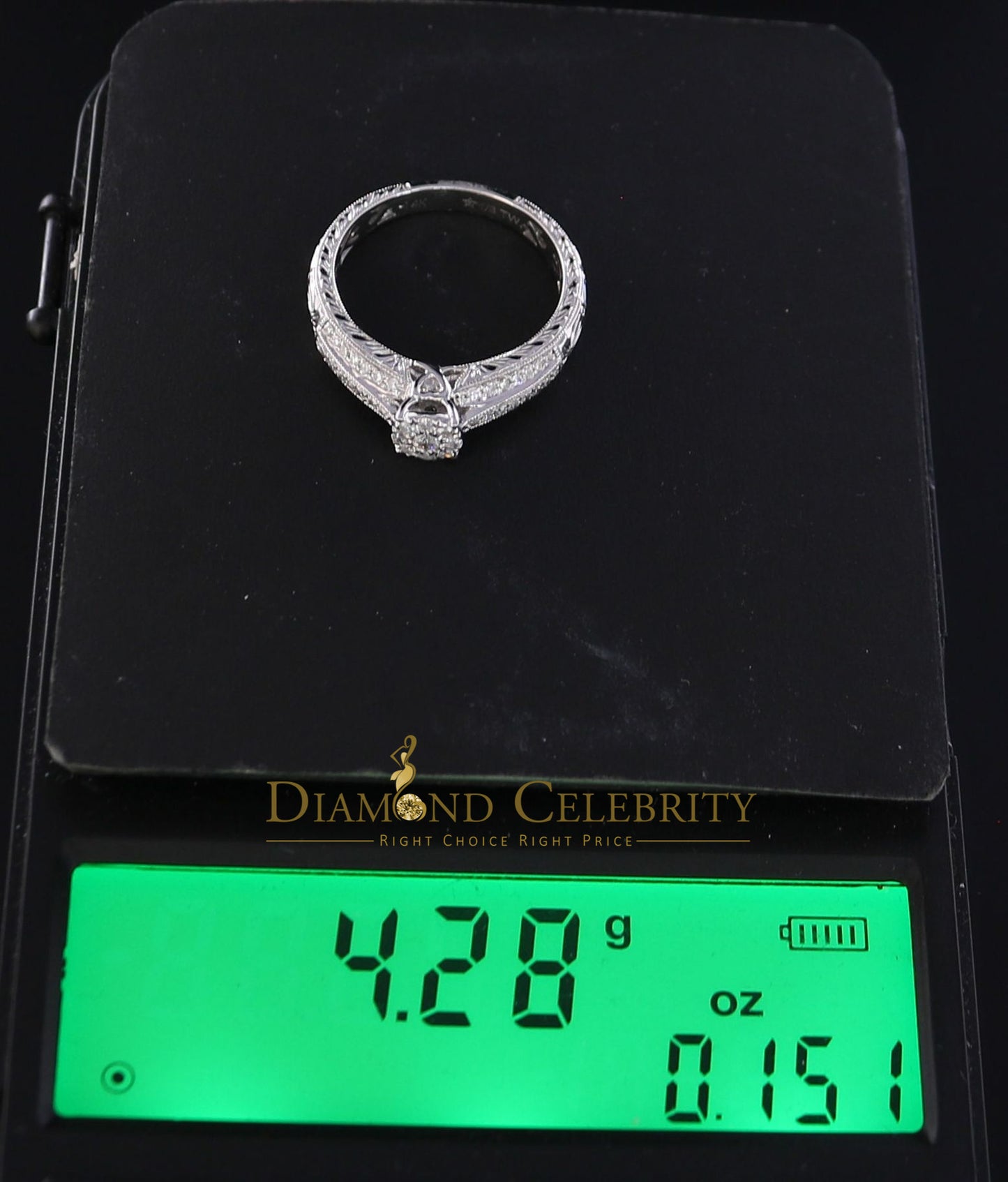 DiamondCelebritees Real White14 KT Gold with 0.35CT Real Diamond Round Shape Womens Ring Size 6.5