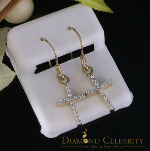 DiamondCelebritees Yellow 0.40ct Sterling 925 Silver Hip Hop Cross Dangling Women's & Men's Earring